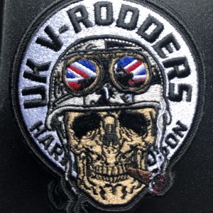 White UK V-Rodders Smoking Skull HD