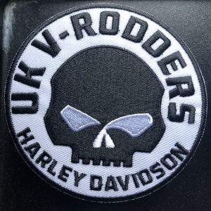 White background UK V-Rodders Willie G patch