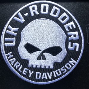 Black background UK V-Rodders Willie G patch